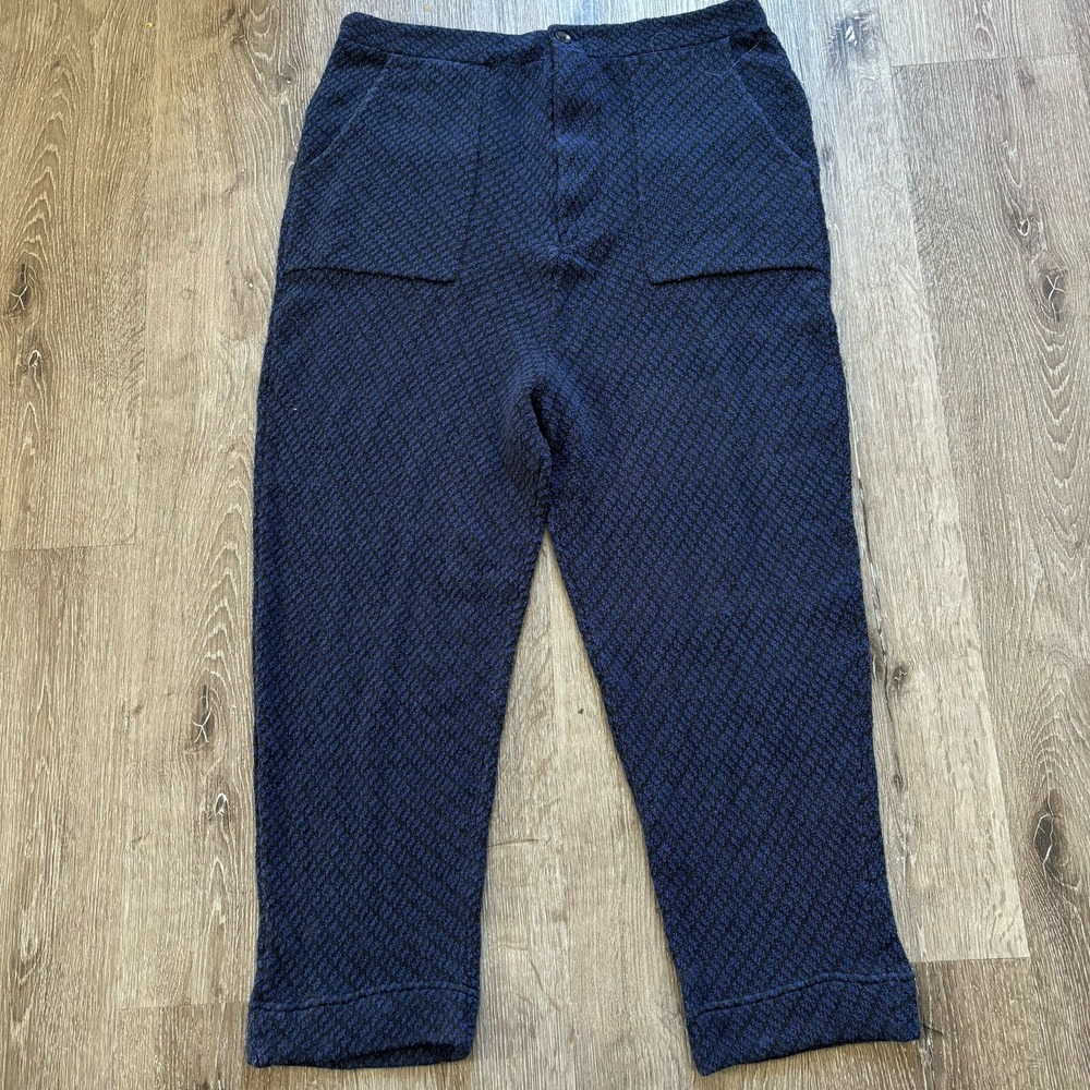 Free People Large The Cozy Knit Ankle Pants Navy Blue & Black Soft